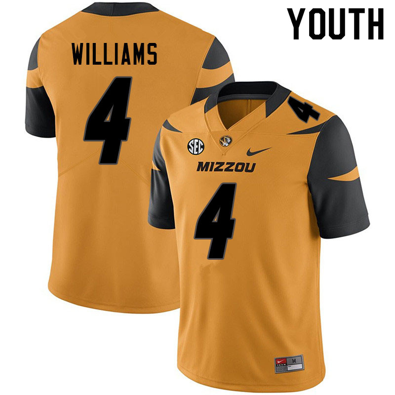 Youth #4 Jalani Williams Missouri Tigers College Football Jerseys Sale-Yellow